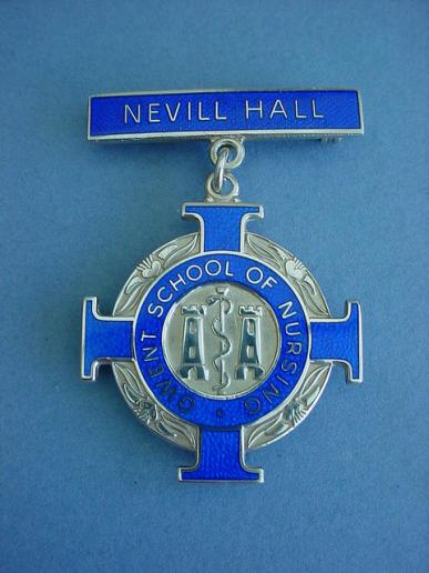 Gwent School of Nursing Nevill Hall Hospital silver nurses pendant badge