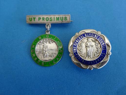 Bethnal Green Infirmary Nurses' League Silver badge & GNC badge