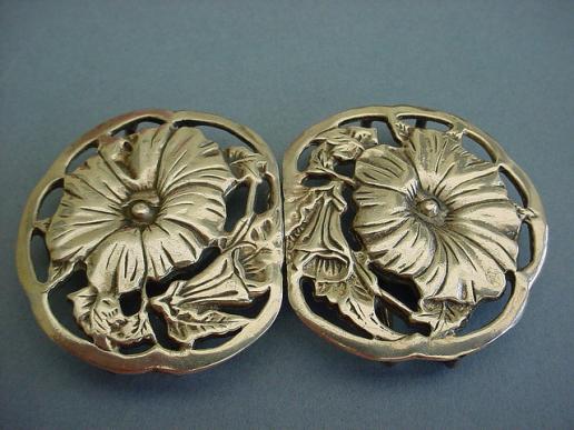 Silver Nasturtium Flower Belt Buckle