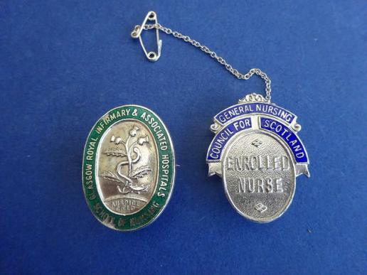 Glasgow Royal Infirmary & Associated Hospitals School of Nursing,Silver Enrolled Nurses Badge and Scottish Silver Enrolled Nurses Badge