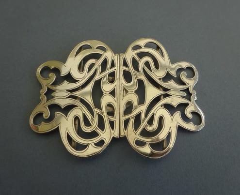 Silver Two Piece Nurses Belt Buckle,Art Nouveau Style