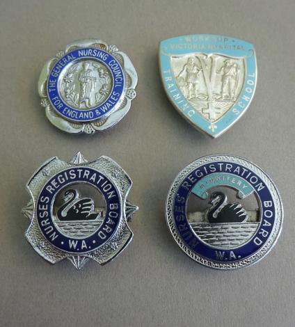 Worksop Victoria Hospital Training School/Western Australia set of nursing & Midwifery badges.