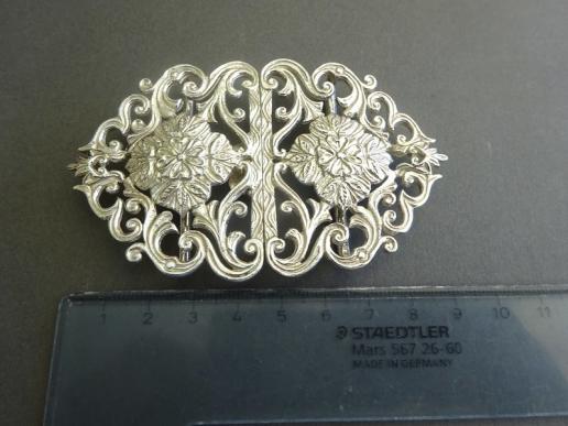 Silver Two Piece Nurses Belt Buckle,Hallmarked MKM London 1999