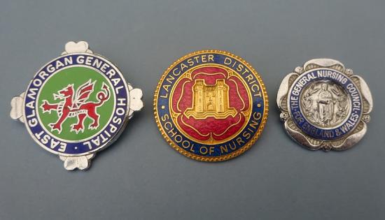 East Glamorgan Hospital/Lancaster District/GNC Trio of Nurses badges