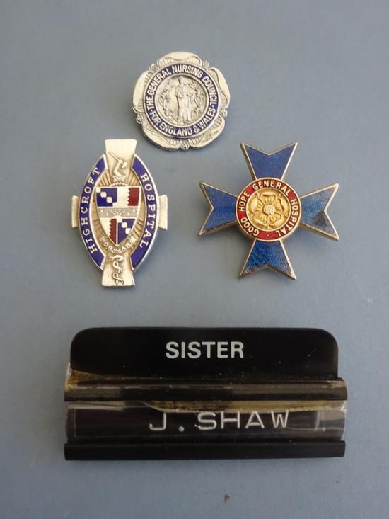 Birmingham Highcroft /Good Hope/GNC trio of Nurses Badge