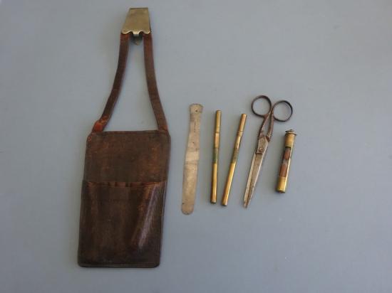 Nurses Leather Chatelaine set with instruments