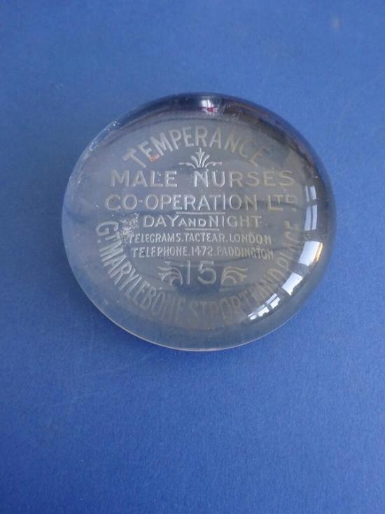 Temperance Male Nurses Co-operation Ltd,Glass Paperweight