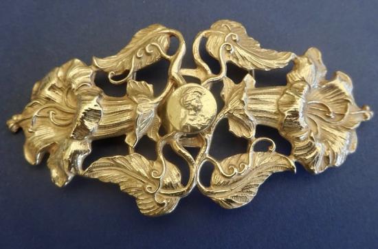 Silver Two Piece Nurses Belt Buckle,Art Nouveau style,BAC London 1985