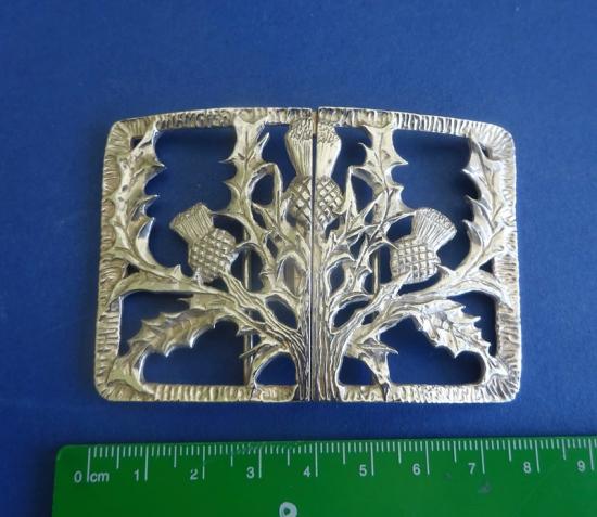 Silver Two Piece Square Thistle Buckle.HM Doubar ltd London 1995