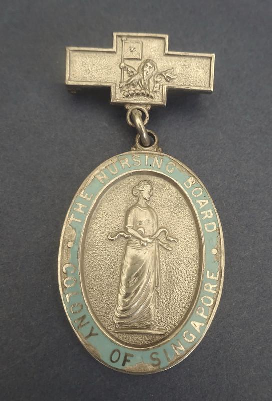 The Nursing Board Colony of Singapore,silver Nurses registration badge