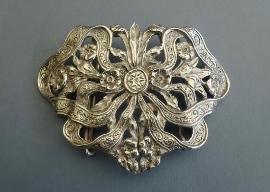 Antique Two Piece Silver Nurses Ribbon Bow Belt Buckle,SJ London