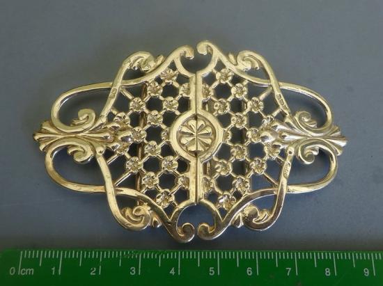 Two Piece Silver Flower Trellis, Nurses Belt Buckle PM Ltd 1992