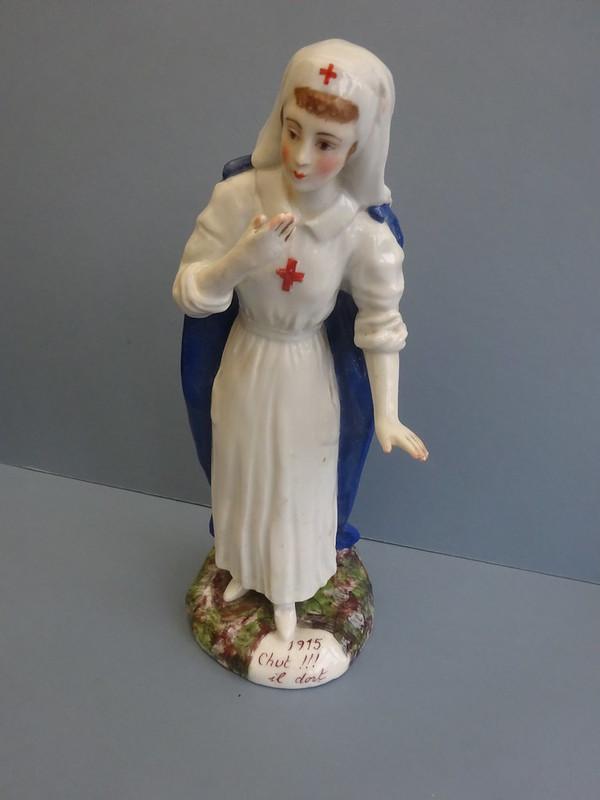 Antique French Nurse Figurine, ....Shhh He Sleeps.