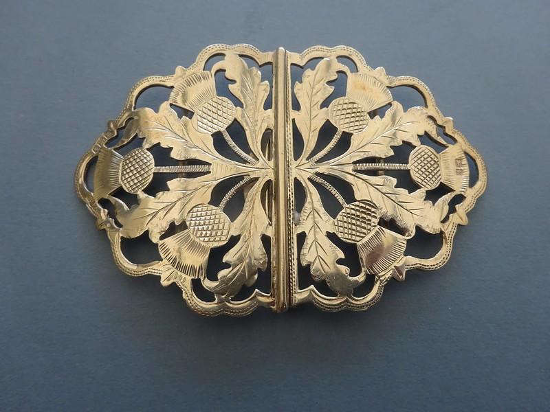 Silver two piece Nurses Belt buckle, Thistles,Birmingham 1909