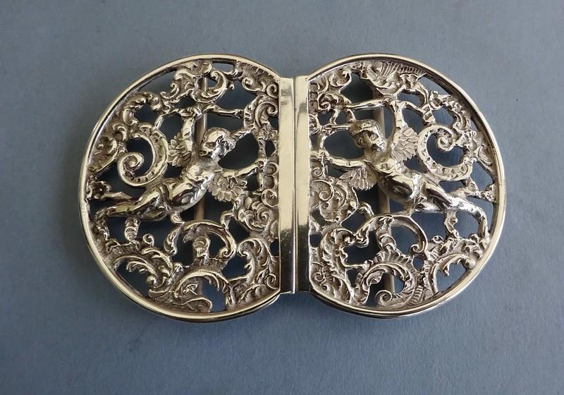 Silver two piece Nurses Belt buckle,Cherubs,IDB London1992