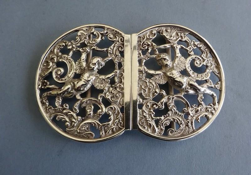 Silver two piece Nurses Belt buckle,Cherubs,IDB London1992