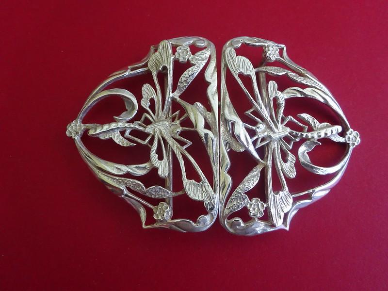 Two Piece Silver Nurses Belt Buckle,Dragonflies GGL Sheffield 1994