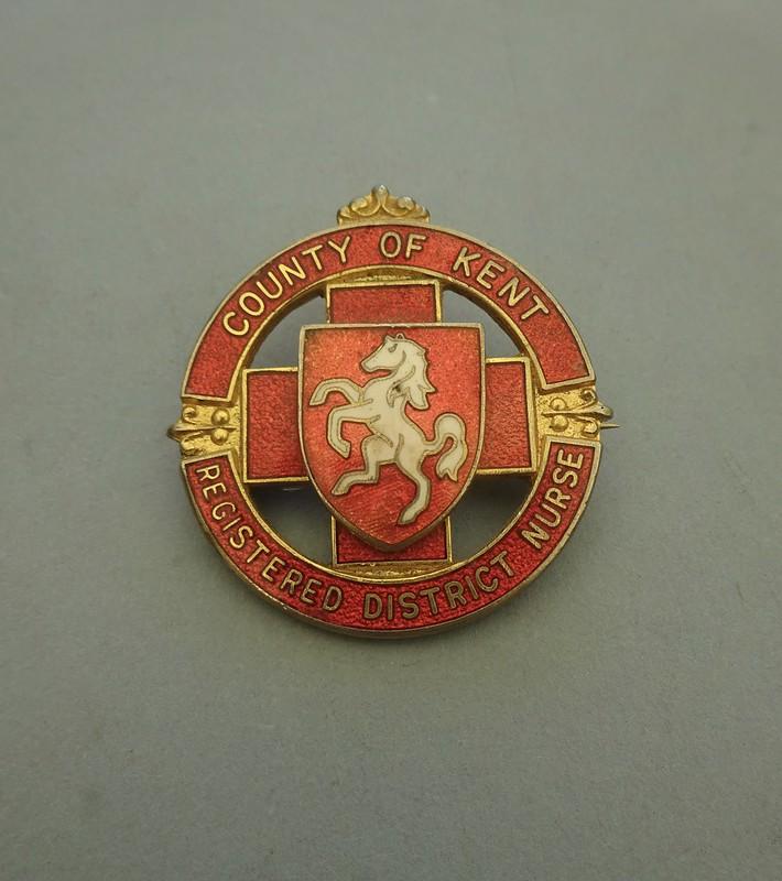 County of Kent Registered District Nurse,Nurses Badge