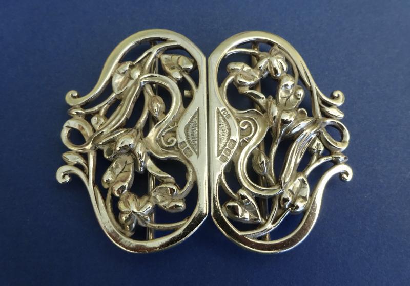 Two piece Silver Nurses Belt Buckle,Art Nouveau style,IDB London 1991