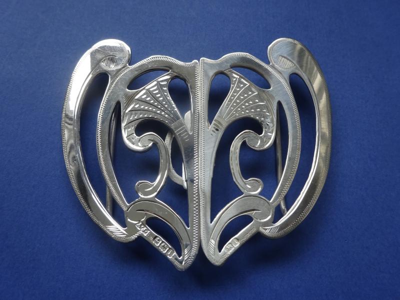 Silver two piece Art Nouveau Belt Buckle,Arthur Johnson Smith Birmingham 1908