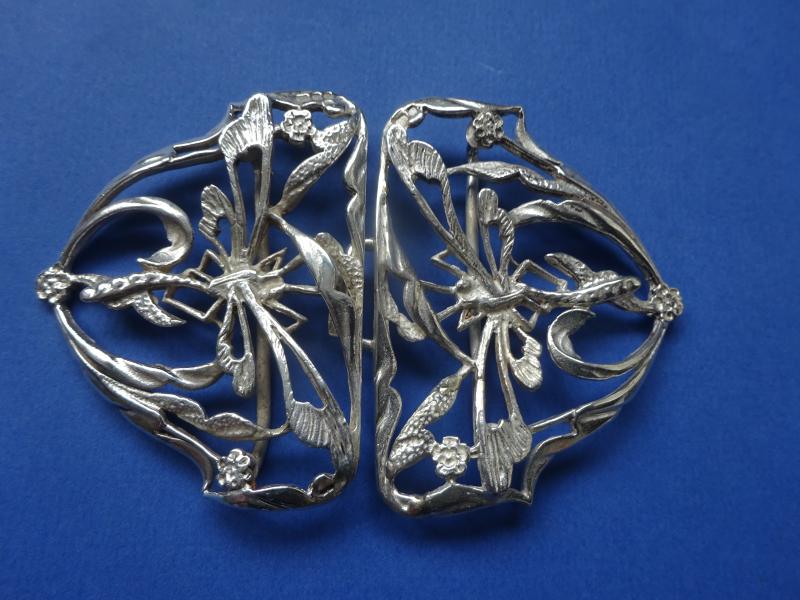 Two Piece Silver Nurses Belt Buckle,Dragonflies,London 1985