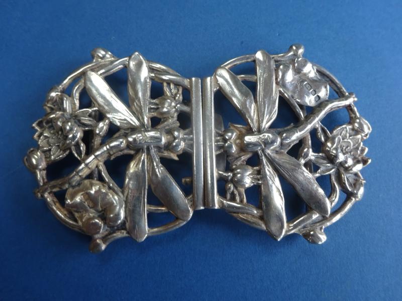 Two piece Silver Nurses Buckle,Dragonflies,IDB London 1982