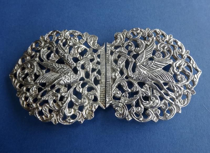 Two Piece Silver Belt Buckle,Storks London 1982