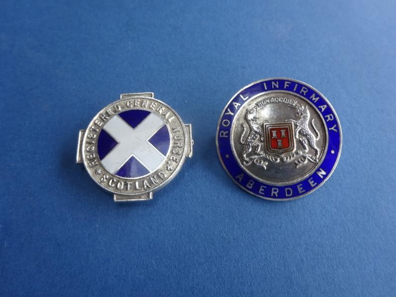 Aberdeen Royal Infirmary/Registered General Nurse Scotland badge pair