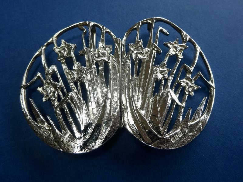 Two Piece Silver Belt Buckle,Daffodils London 1990