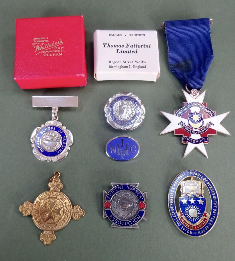 Set of Nursing badges MA Hubbard,Oldham School of Nursing/St Marys General Hospital Portsmouth.