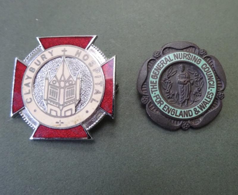 Claybury Hospital, SEN(M) Nursing badge pair