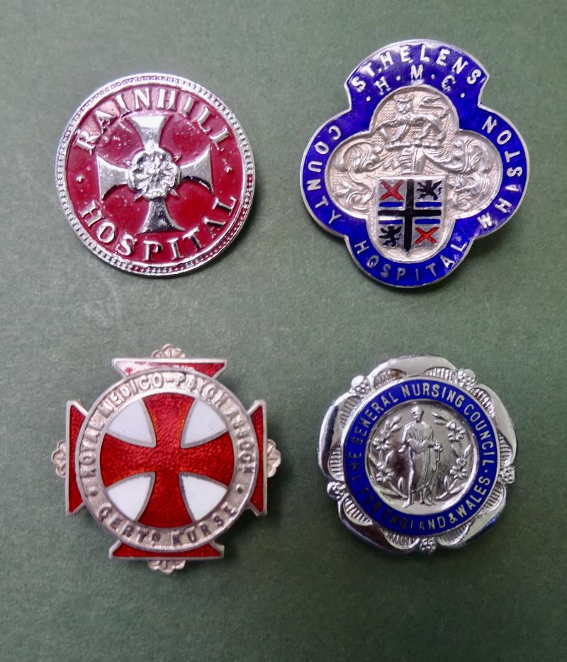 Rainhill Hospital/County Hospital Whiston RMN/SRN Male Nurse group of four badges.