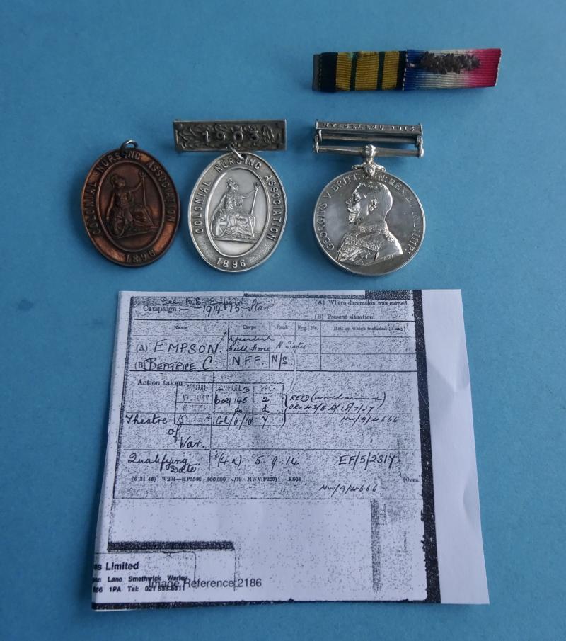 Colonial Nursing Association, Africa General Service Medal -Nyasaland 1915,Nursing Sister Beatrice C Empson