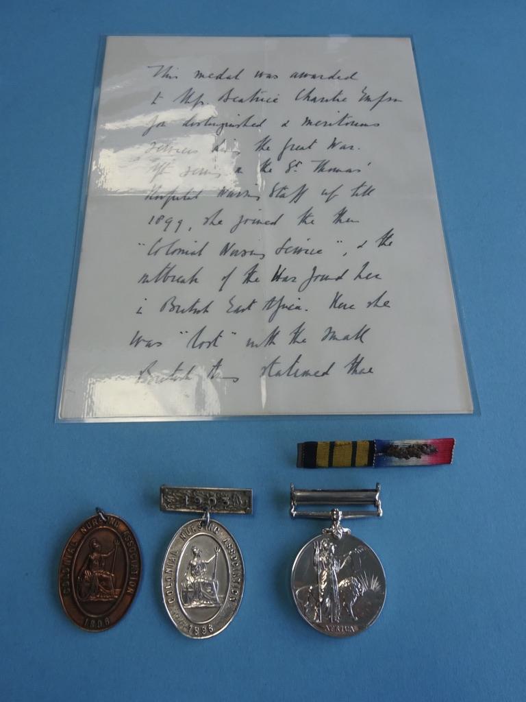 Colonial Nursing Association, Africa General Service Medal -Nyasaland 1915,Nursing Sister Beatrice C Empson