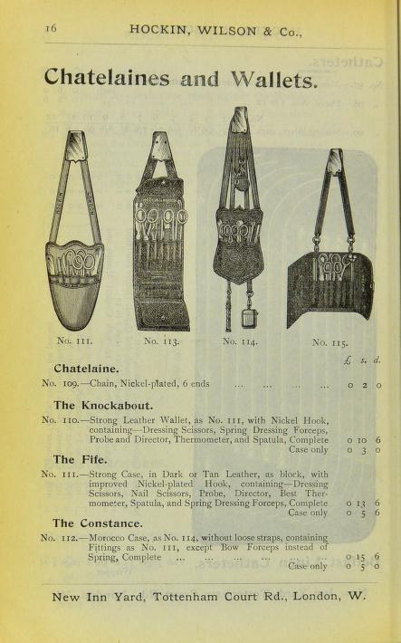 Hockin London, late 19th Century Nurses Chatelaine set and instruments