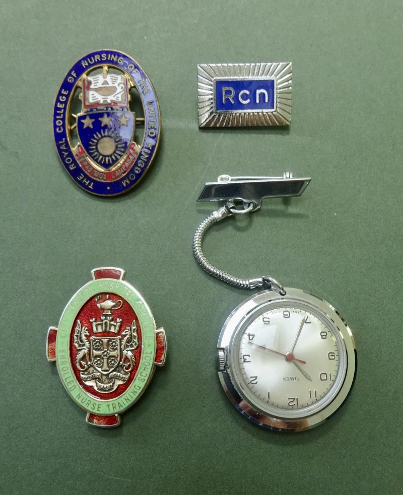 City General Hospital Carlisle, silver Enrolled Nurse Badge  & RCN /fob watch