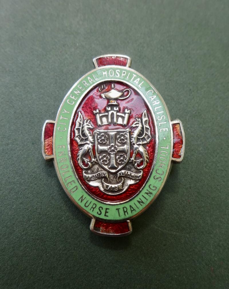 City General Hospital Carlisle, silver Enrolled Nurse Badge & RCN /fob watch