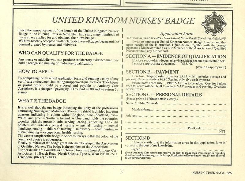 United Kingdom Nurses Registration badge and Miniature.